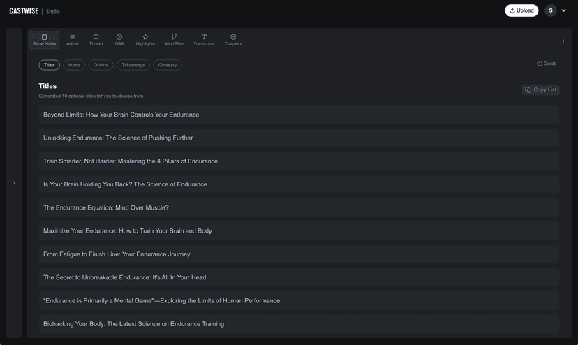 Show Notes Screenshot