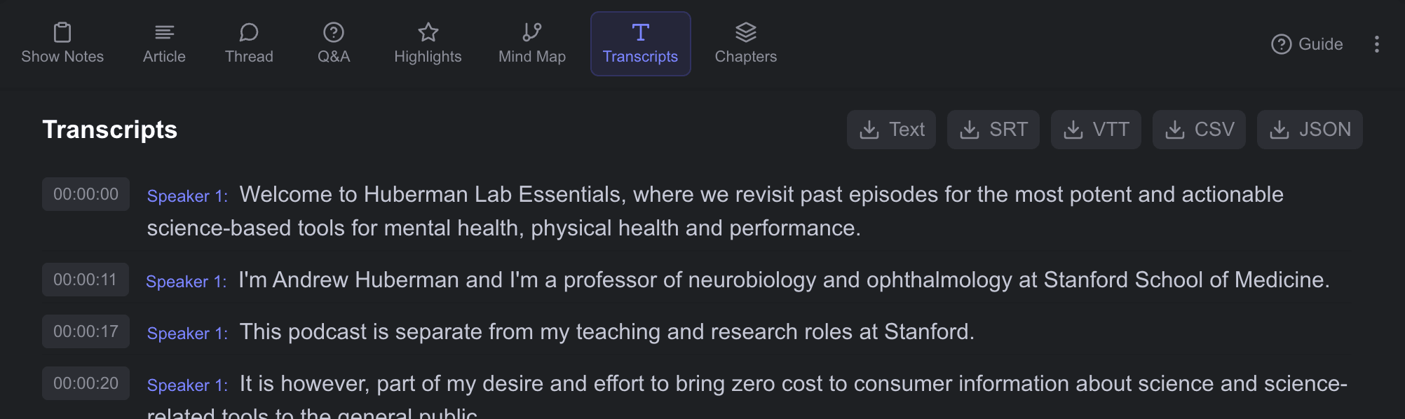 Castwise Subtitle/Transcript Editor Screenshot